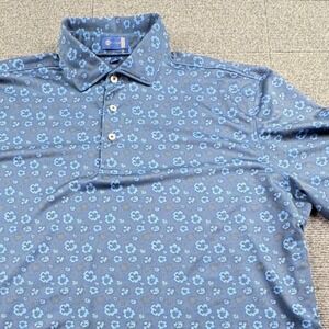 Stitch Golf Mens Blue Floral Polo Shirt Short Sleeve Stretch Size Large